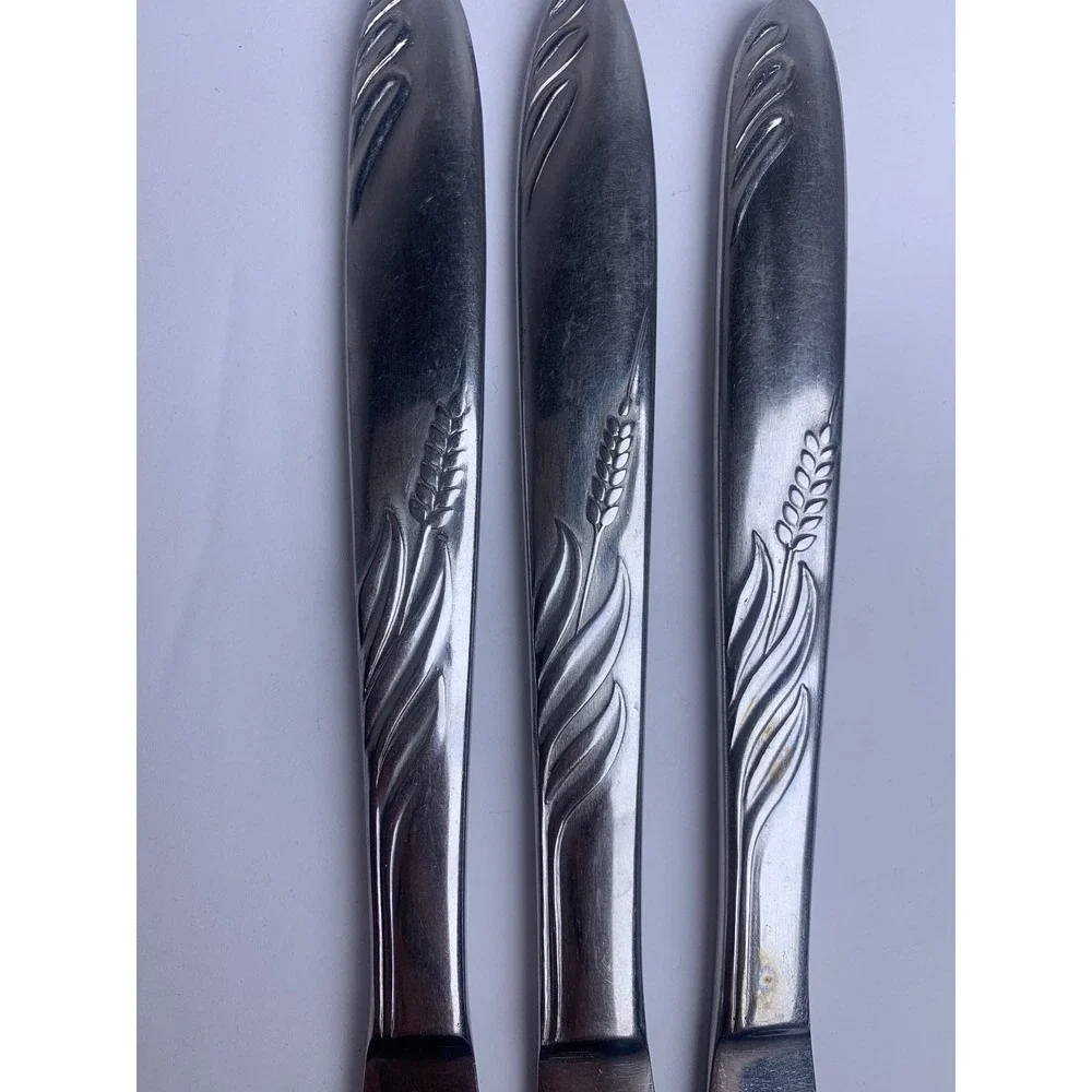 Eventide Japan Stainless Steel Steak Knives Set of 3 Wheat Pattern Serrated Edge